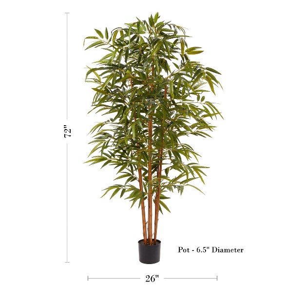 Nature Spring Faux Potted Indoor Artificial Bamboo - 6'， Green And Brown