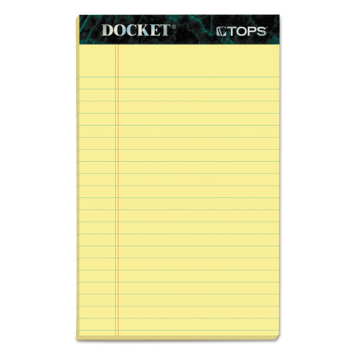 TOPS Docket Ruled Perforated Pads， Narrow Rule， 5 x 8， Canary， 50 Sheets， 12/Pack (63350)