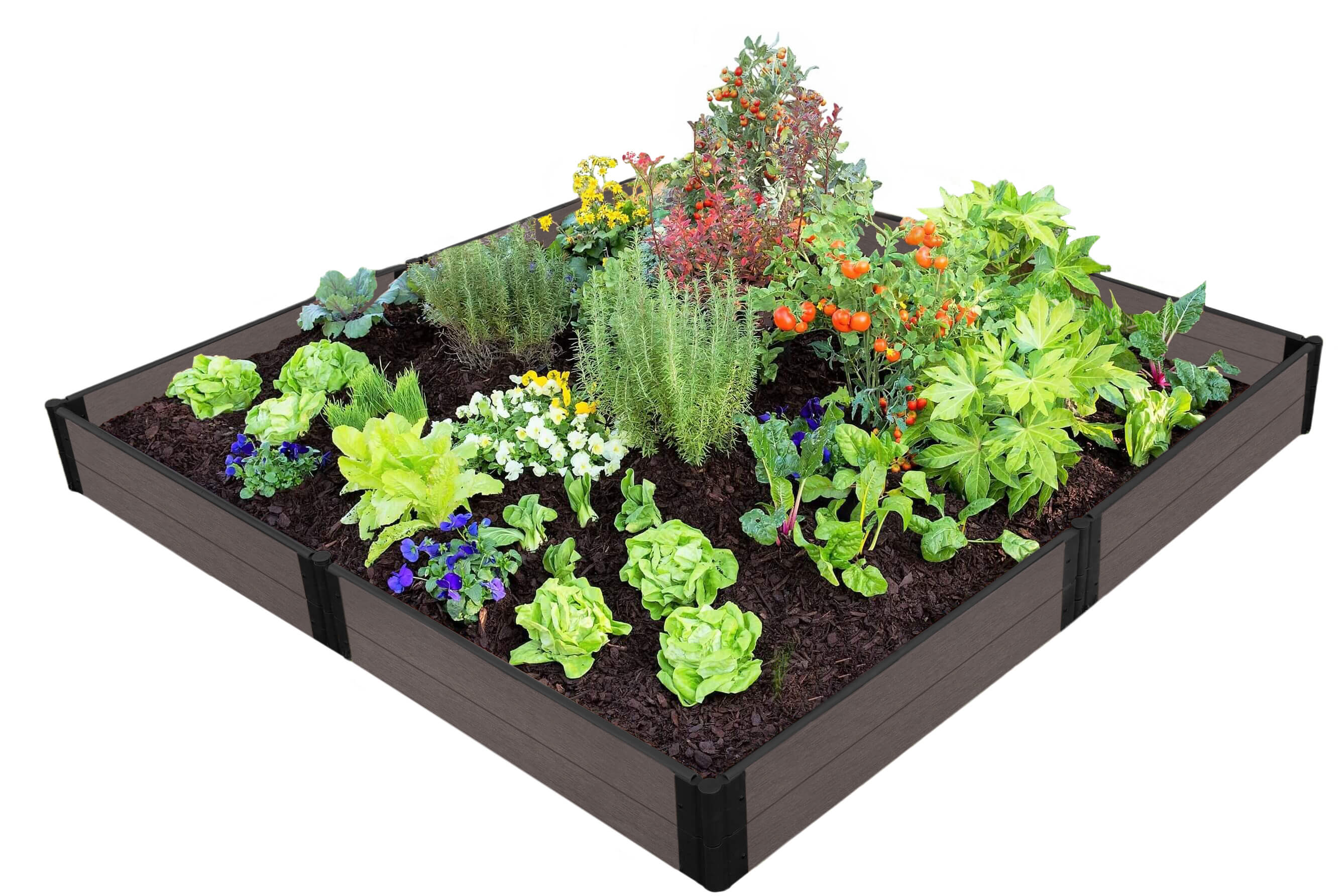 Frame It All Tool-Free Weathered Wood Raised Garden Bed 8' x 8' x 11" - 1" profile