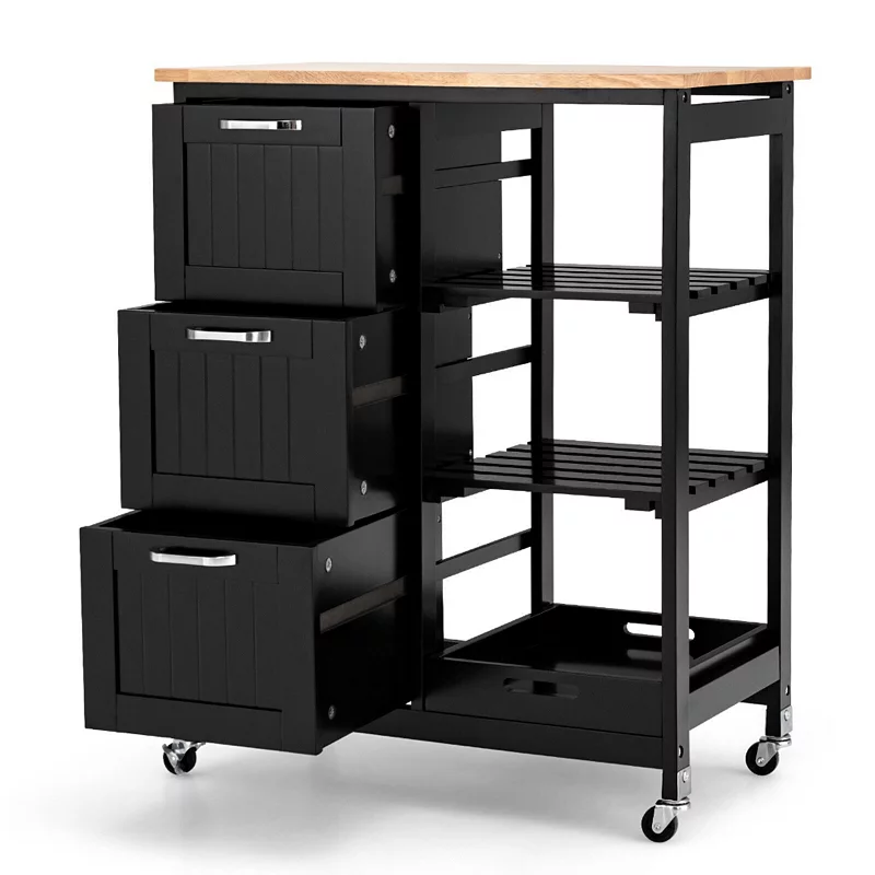 Rolling Kitchen Island Utility Storage Cart with 3 Large Drawers