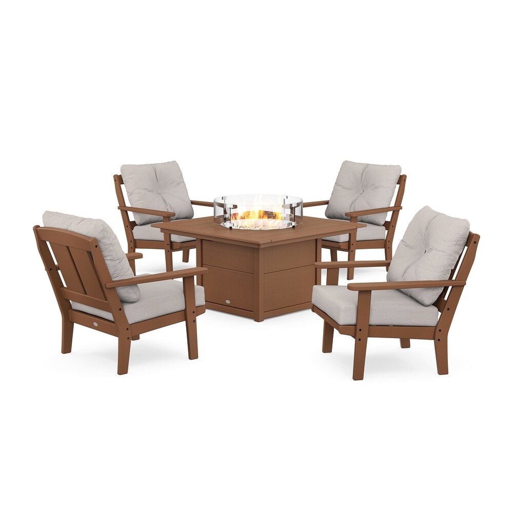 Mission 5 Piece Deep Seating Set with Fire Pit Table