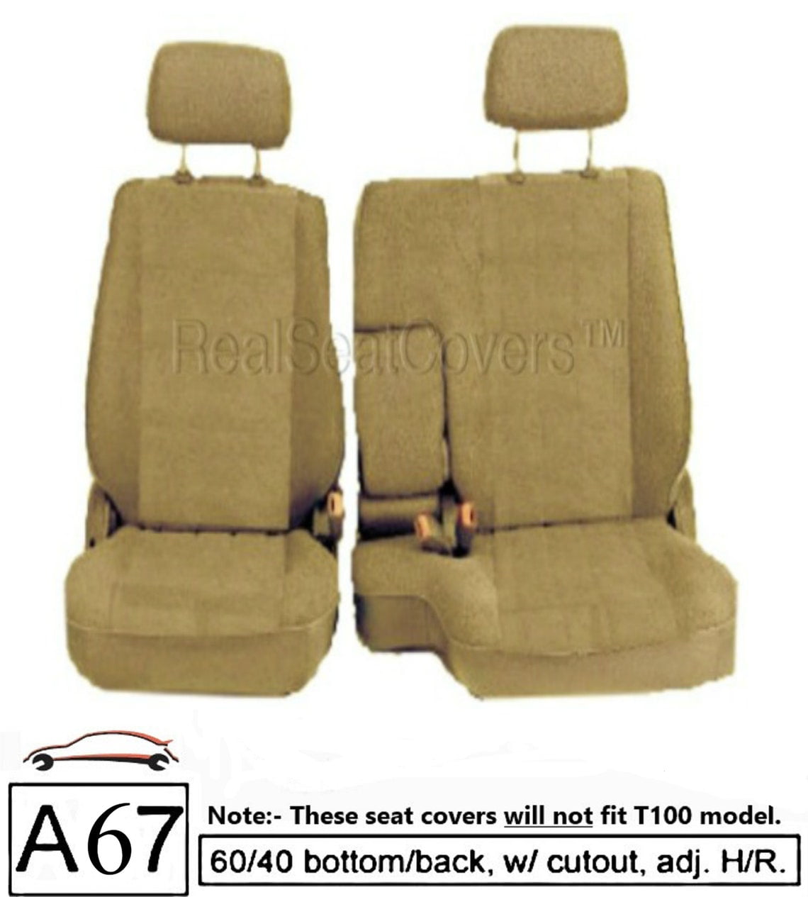 Seat Cover for Toyota Tacoma RCab XCab 60 40 Split Bench Thick Triple Stitched Exact Fit A67 (Beige)