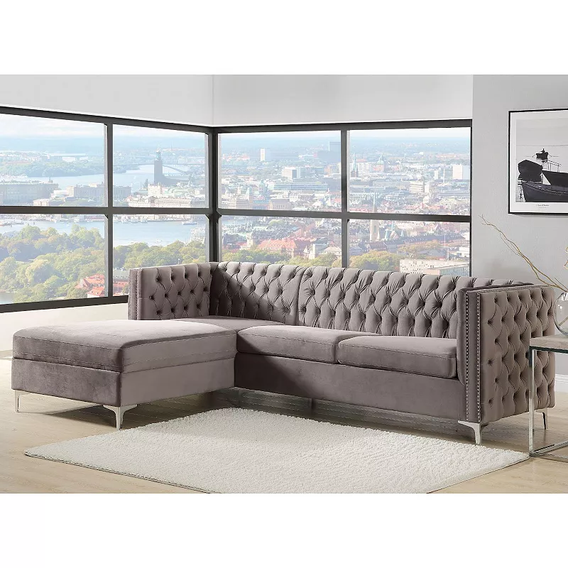 F.c Design Modern Design L-shape Sectional Sofa Velvet