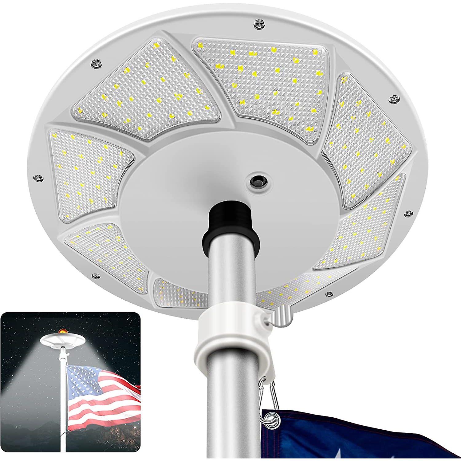 Solar Flag Pole Light 176 Led， 880 Lumens Brightest Solar Powered Flagpole Lights For Most 15 To 25 Ft Flag Poles， 100% Flag Coverage， 6800mah Downlig