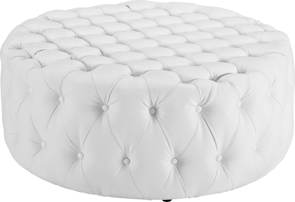 Nevaeh Upholstered Vinyl Ottoman   Contemporary   Footstools And Ottomans   by HedgeApple  Houzz