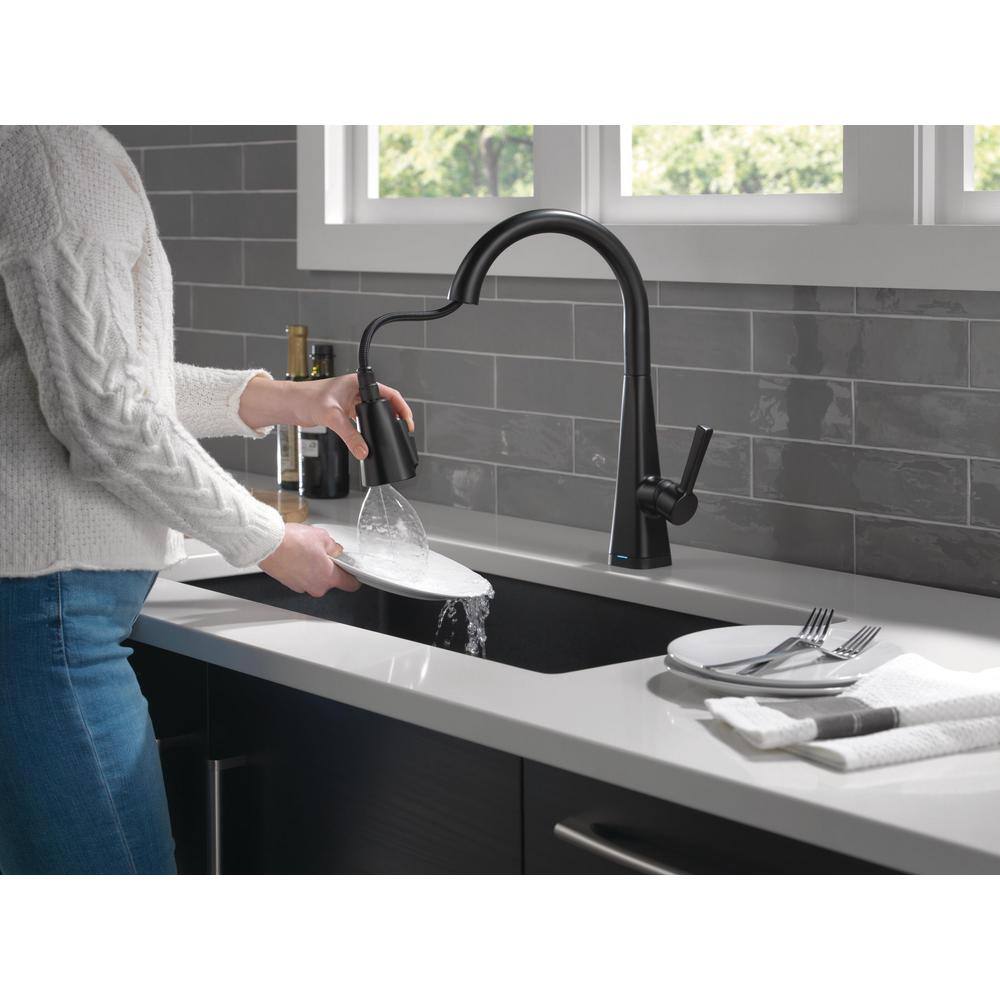 Delta Lenta Touch Single-Handle Pull-Down Sprayer Kitchen Faucet with ShieldSpray Technology in Matte Black 19802TZ-BL-DST