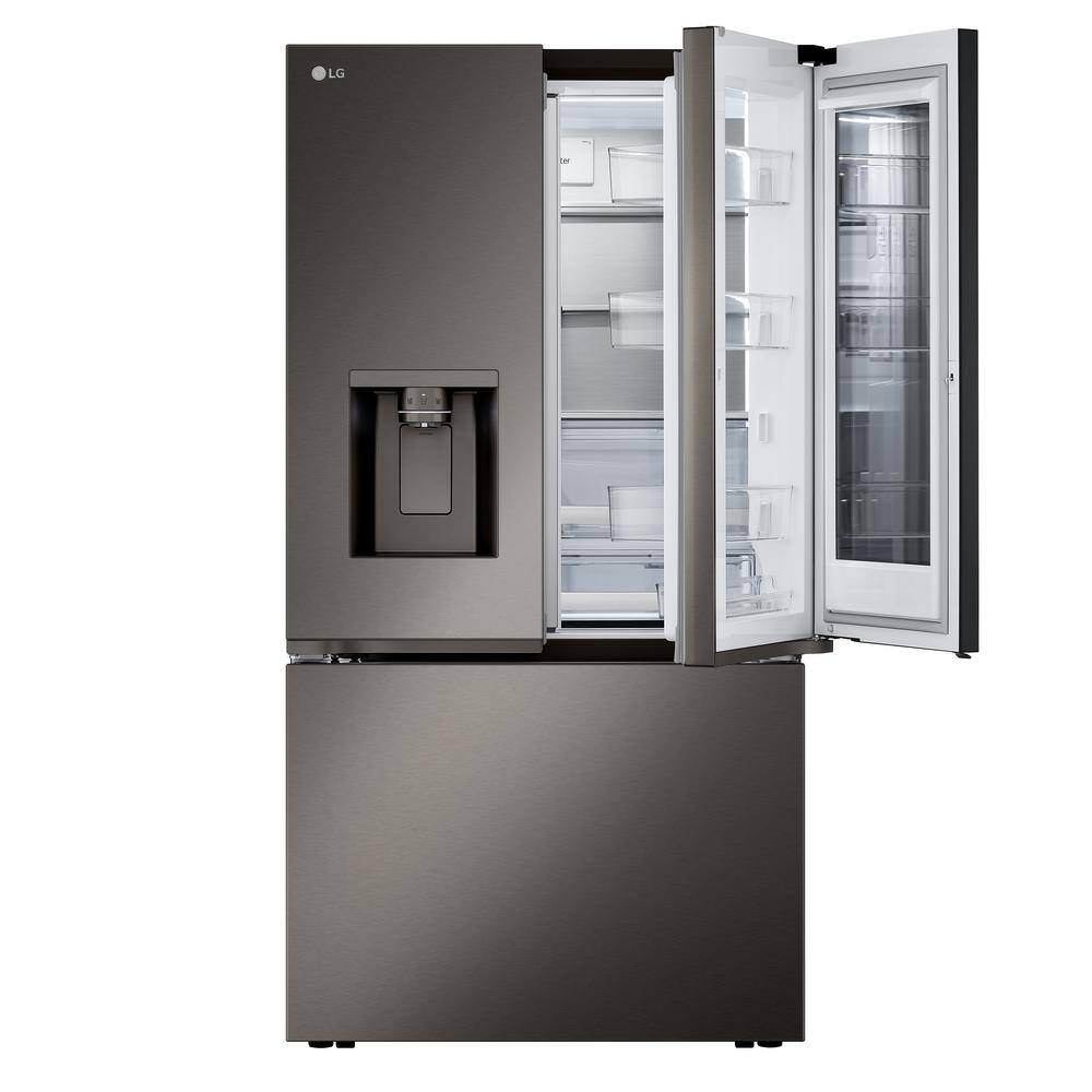 LG 31 cu. ft. Standard-Depth MAX French Door Refrigerator wMirrored Instaview  4 types of ice Black Stainless Steel LRYKS3106D