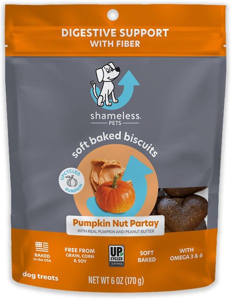 Shameless Pets Soft Baked Pumpkin Nut Partay Flavor Grain-Free Dog Treats， 6-oz bag