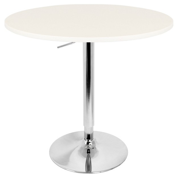 Elia Contemporary Adjustable Bar Height Pub Table Wood Top With Chrome Frame Lumisource