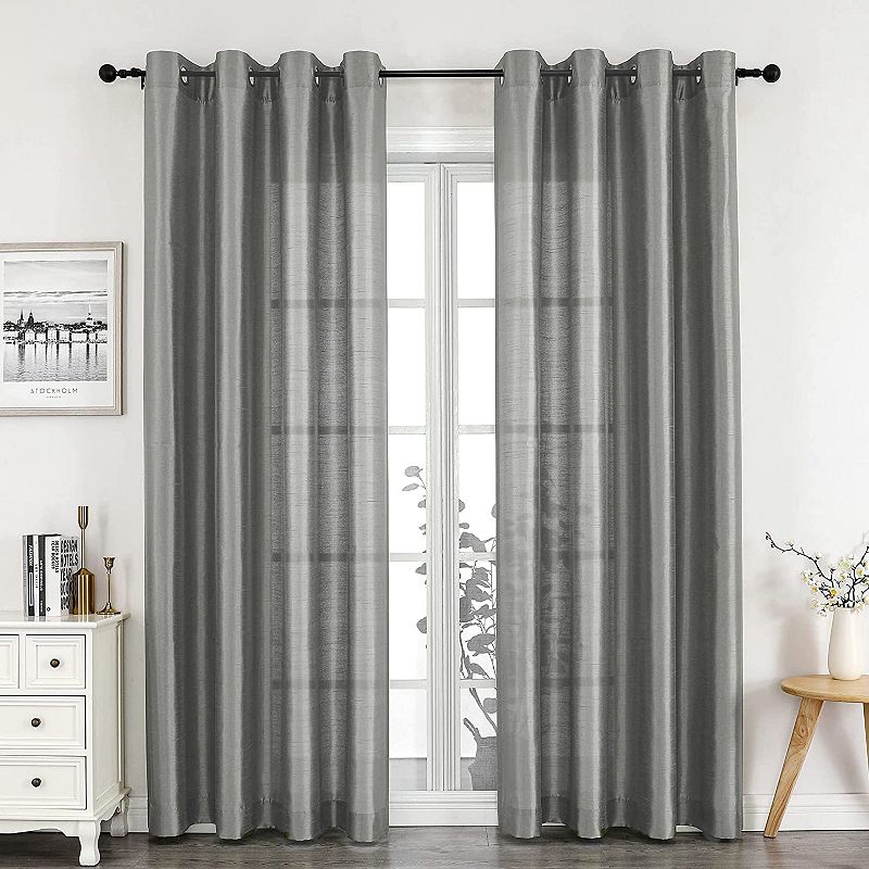 Kate Aurora Home Living 2 Piece Lightweight Basic Sheer Grommet Top Curtain Panels