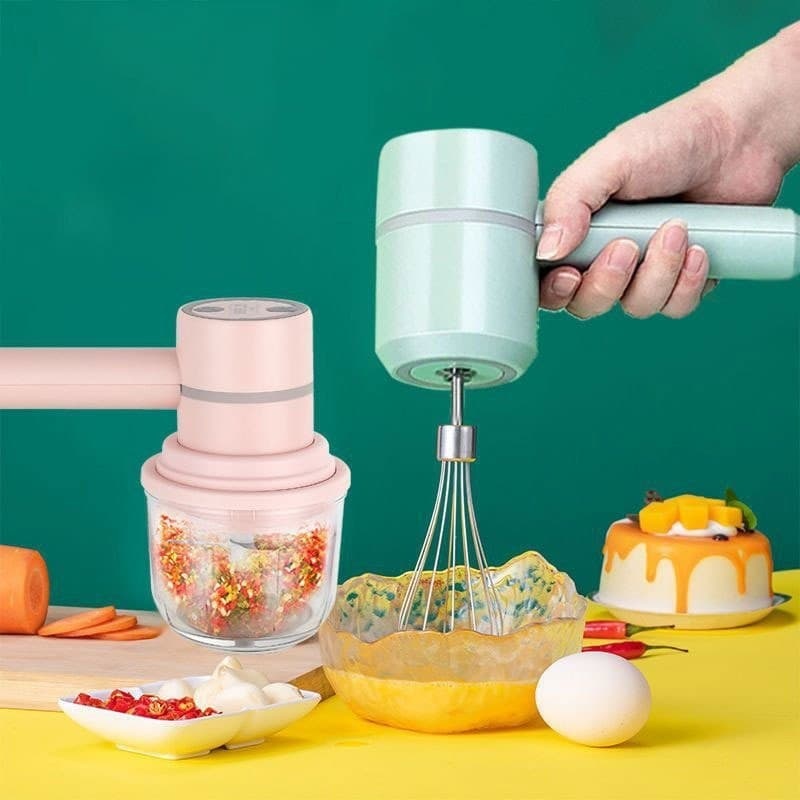 USB 2 In 1 Wireless Electric Garlic Chopper Masher Whisk Egg Beater