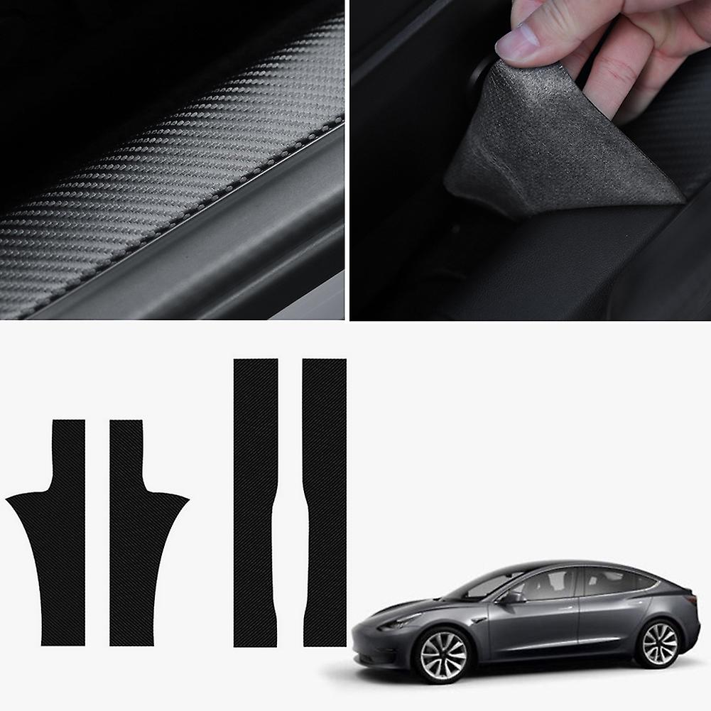 Leather Car Tailgate Sill Protector For Tesla Model 3 2017-2021 Hidden Protection Black