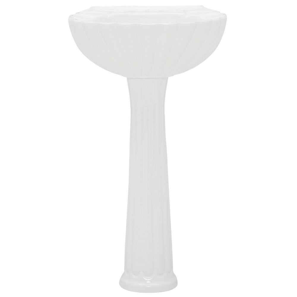 Pegasus Bali 19 in. Pedestal Combo Bathroom Sink for 4 in. Centerset in White 3-584WH