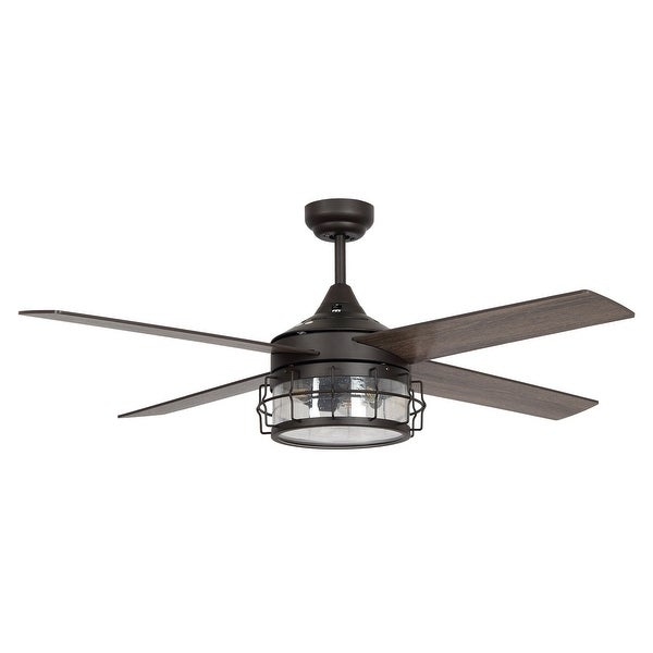 Farmhouse 4-Blade Oil Rubbed Bronze Glass Shade Ceiling Fan with Remote - 52-in W x 17.6-in H Shopping - The Best Deals on Ceiling Fans | 37240639