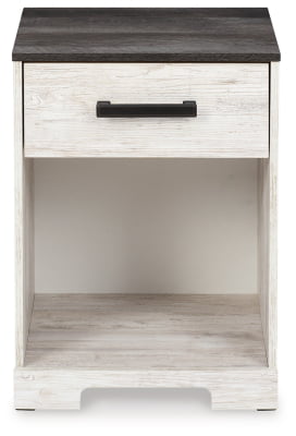 Signature Design by Ashley Shawburn One Drawer Night Stand, White/Dark Charcoal Gray