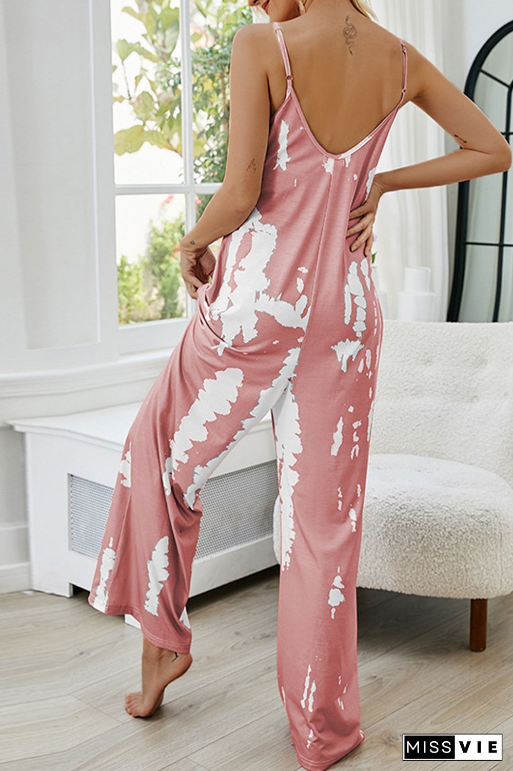 Tie Dyed Long Pants Loose Jumpsuit Wholesale