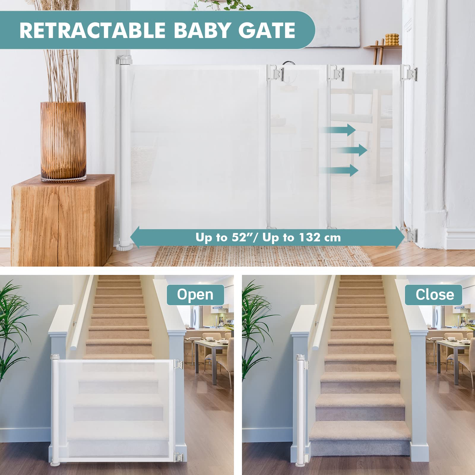 Costzon Retractable Baby Gate, Extra Wide Gate for Kids & Pets