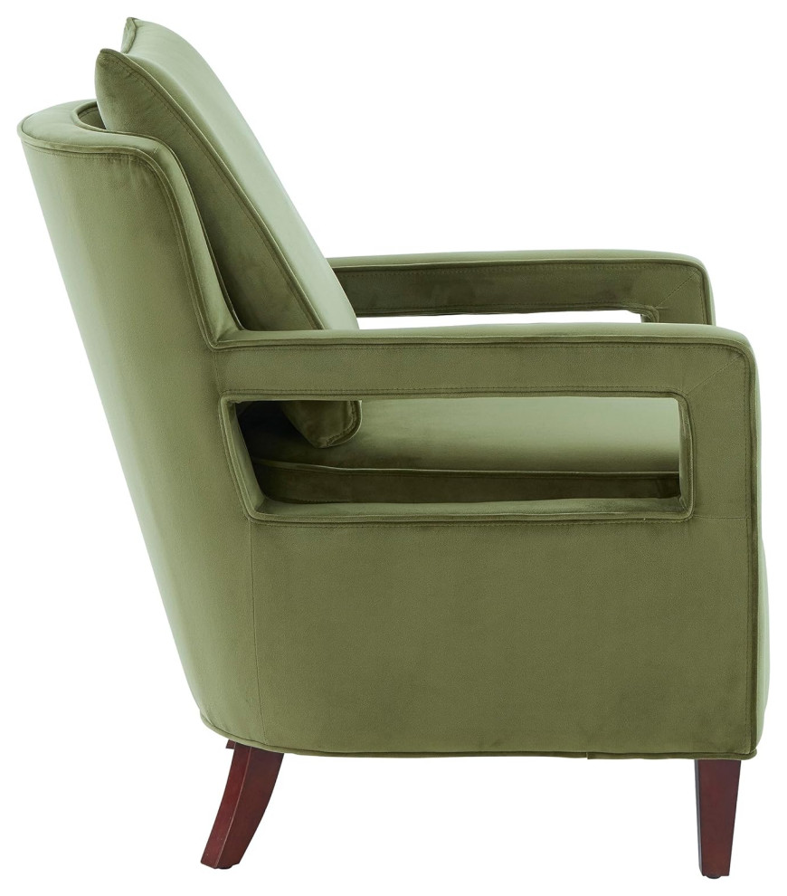 Modern Accent Chair  Velvet Seat With Cushioned Back  ampOpen Arms   Modern   Armchairs And Accent Chairs   by Decor Love  Houzz