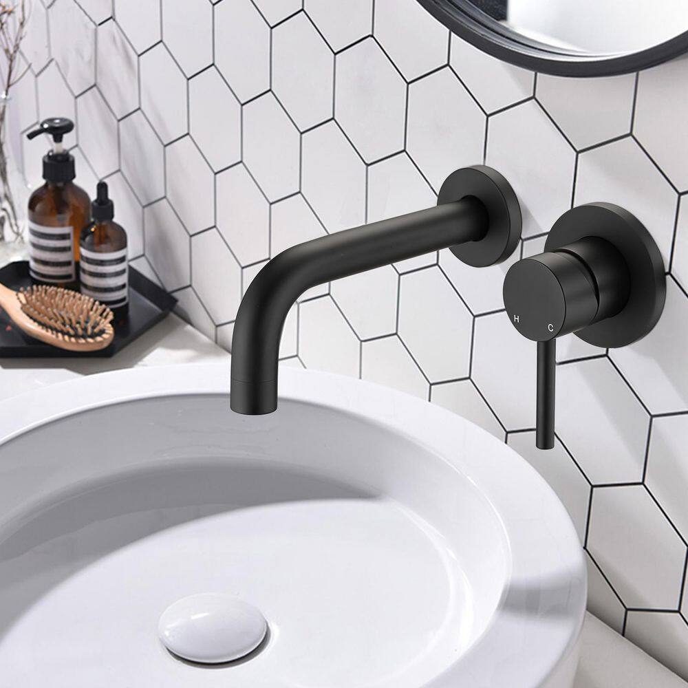 PROOX Single-Handle Wall Mount Bathroom Faucet in Matte Black PR9021ARX2MB