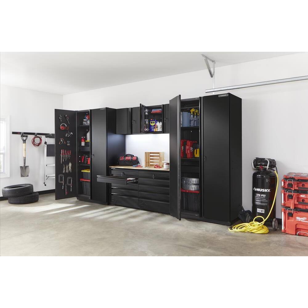 Husky 6-Piece Extra Wide Heavy Duty Welded Steel Garage Storage System in Black (148 in. W x 82 in. H x 24 in. D) HTC622030-EX