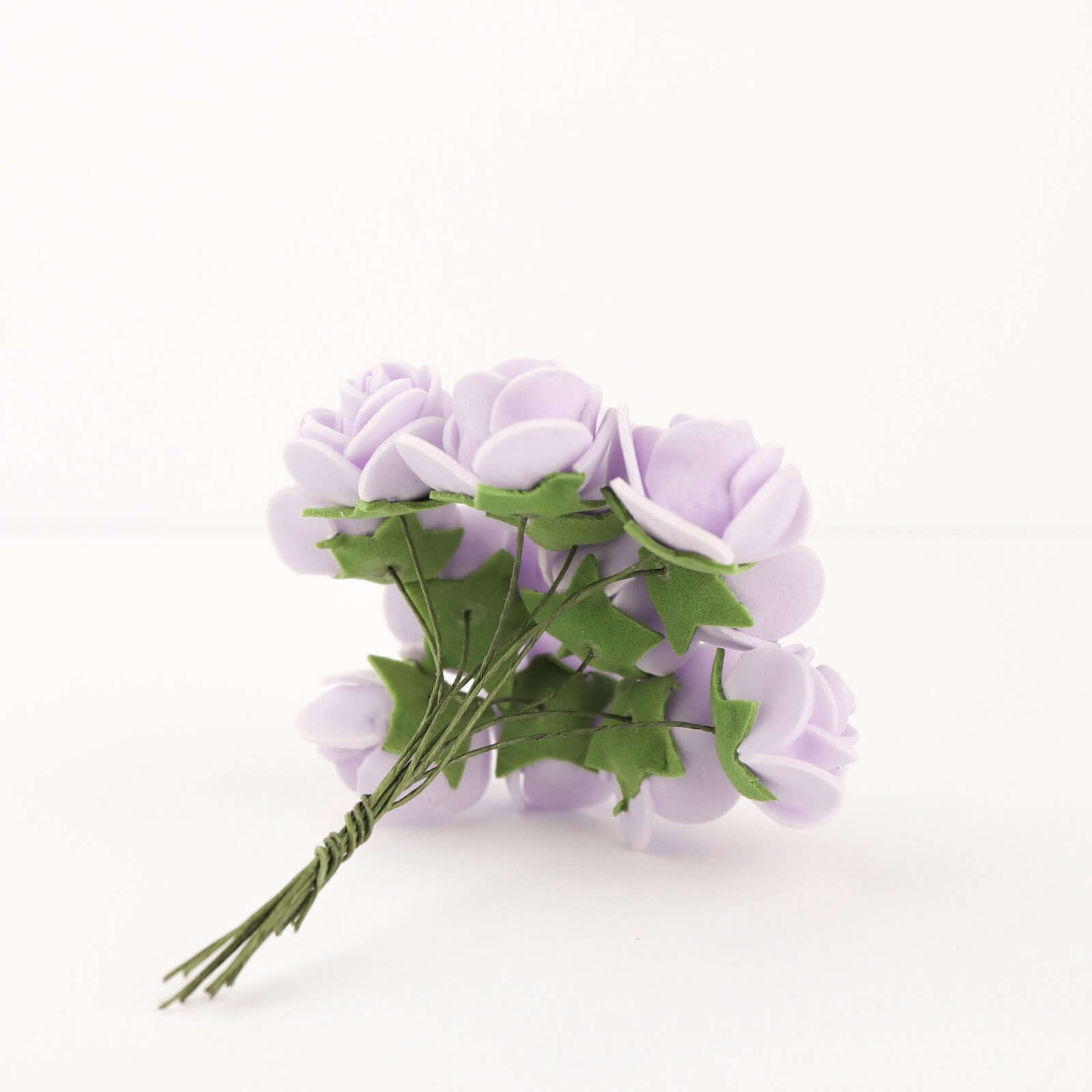 48 Roses Lavender Lilac Real Touch Artificial DIY Foam Rose Flowers With Stem, Craft Rose Buds 1