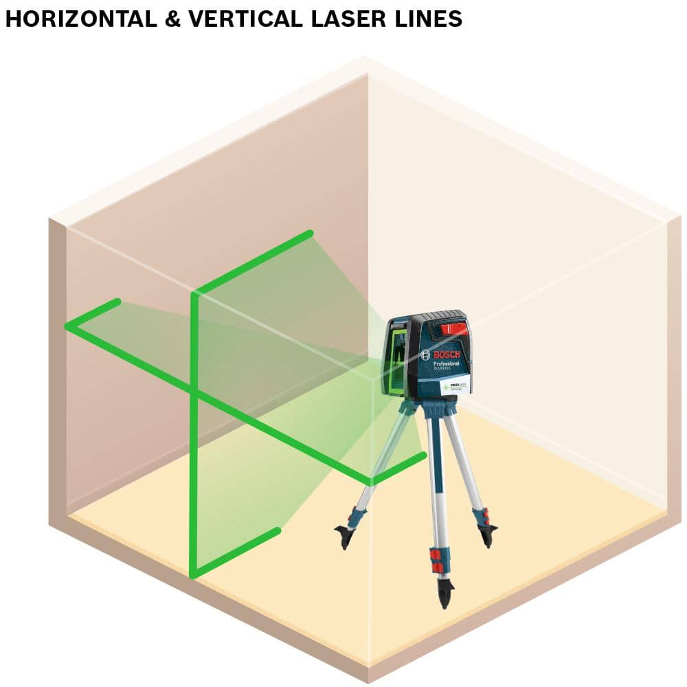 Bosch 40 ft. Green Cross Line Self Leveling Laser with 360-Degree Mounting Device Plus Compact Tripod with Extendable Height GLL40-20G+BT150