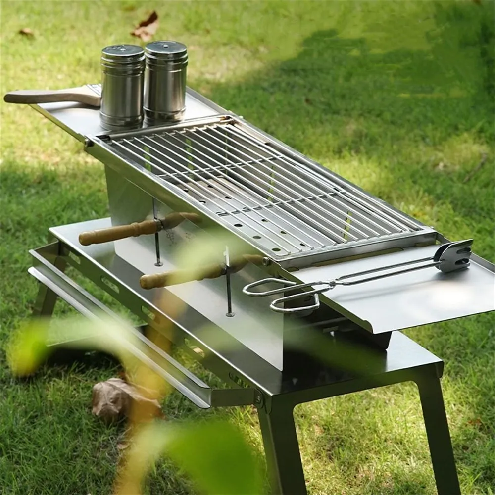 Oem Outdoor 304 Stainless Steel Barbecue Household  Small Size Folding Portable Charcoal Bbq Grill Camping Stove