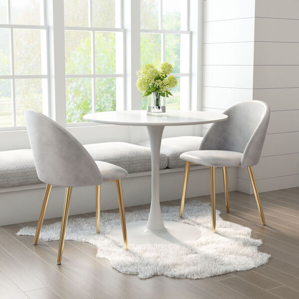 Cozy Gray and Gold Dining Chair， Set of Two - (Open Box)