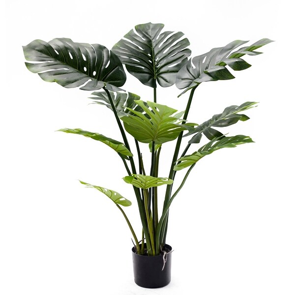 Artificial Split Leaf Philodendron Monstera Plant in Black Pot