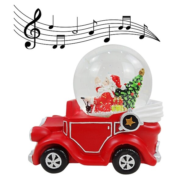 Vintage Red Car with Santa Snowglobe with Music