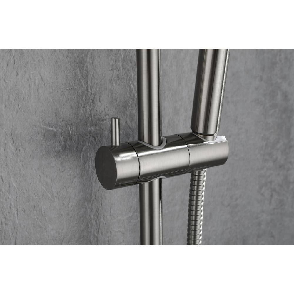 FORCLOVER 1-Spray Patterns with 1.75 GPM 1.5 in. Wall Mount Handheld Shower Head with Adjustable Slide Bar in Brushed Nickel HE-303BN