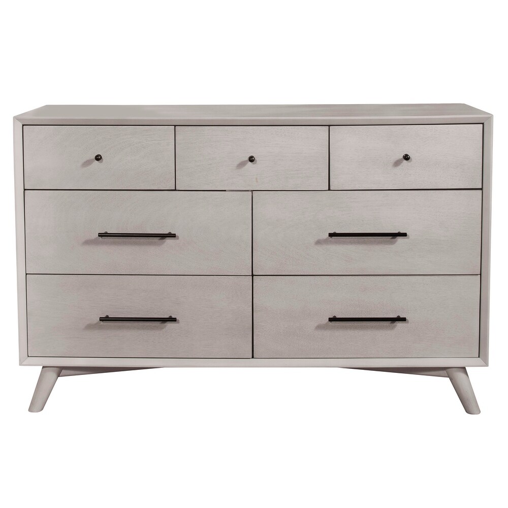 Alpine Furniture Flynn Mid Century Modern 7 Drawer Dresser in Gray