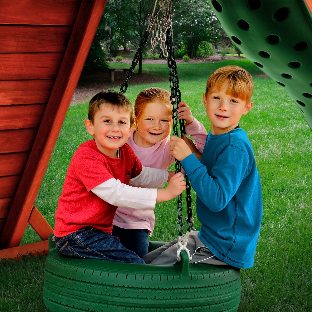 Gorilla Playsets 360 Degree Turbo Tire Swing with Swivel and Coated Chains   27\