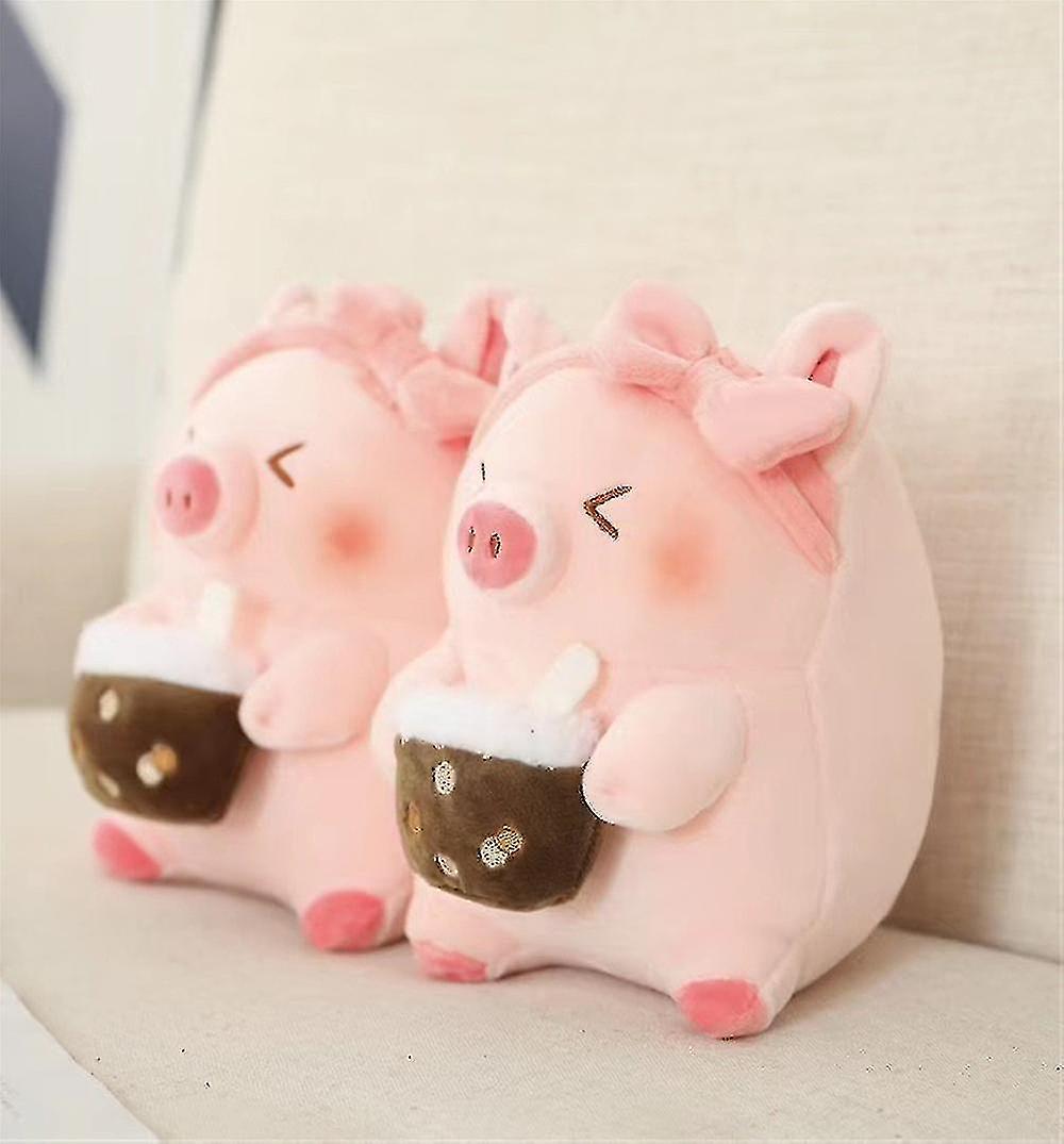 Cute Pig Plush Toy Lovely Holding Milk Tea   Pig Stuffed Plush Doll Kids Gifts