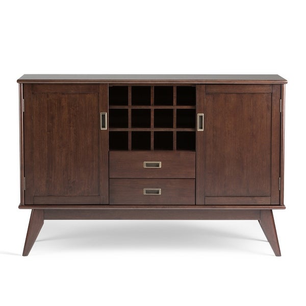 WYNDENHALL Tierney SOLID HARDWOOD 54 inch Wide Mid Century Modern Sideboard Buffet and Winerack - 54 W x 17 D x 36 H