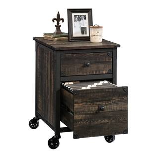 SAUDER Steel River Carbon Oak File Cabinet with Casters 423974