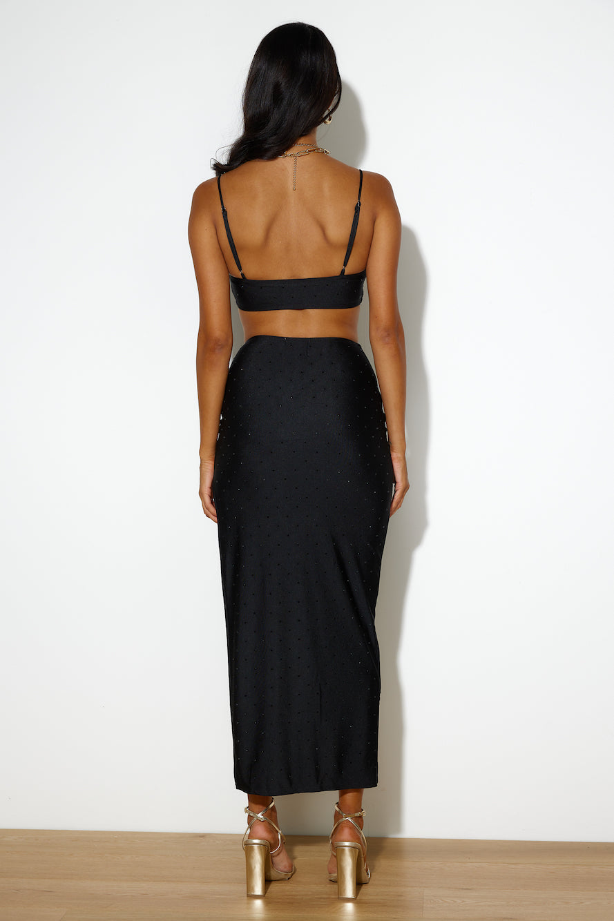 She's Got The Charm Midi Skirt Black