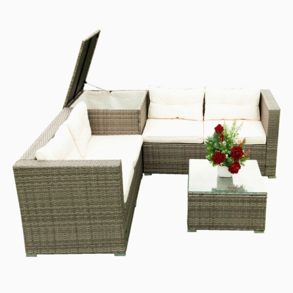 Clihome 4 Piece Outdoor Furniture Sofa Set with Cushion