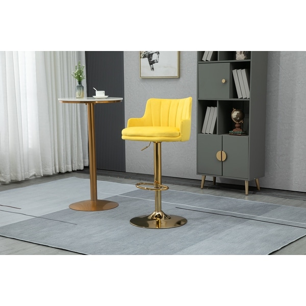 Modern Swivel Barstools with Footrest Velvet Adjustable Height Bar Chairs