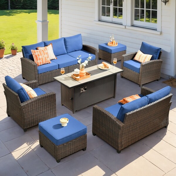 XIZZI Rattan Patio Furniture 7piece Conversation Set with 54