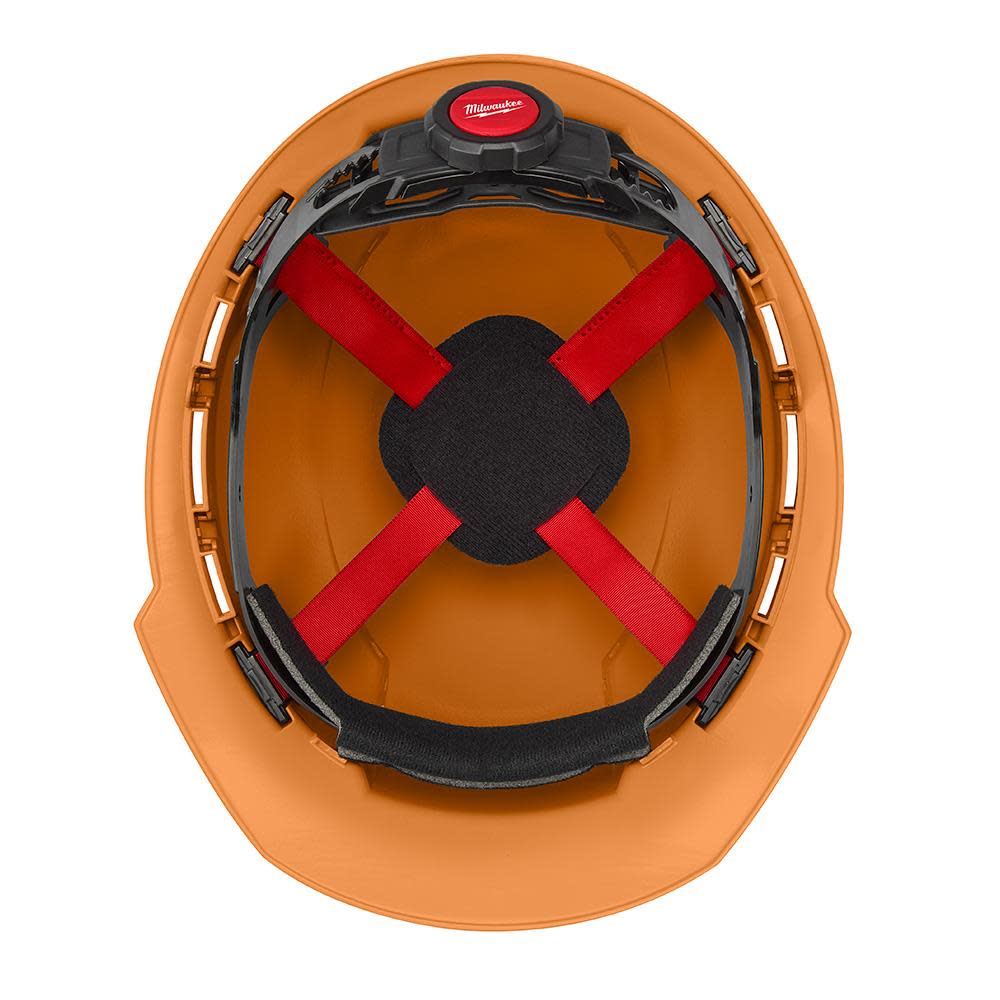 Milwaukee Orange Front Brim Vented Hard Hat with 4pt Ratcheting Suspension Type 1 Class C ;