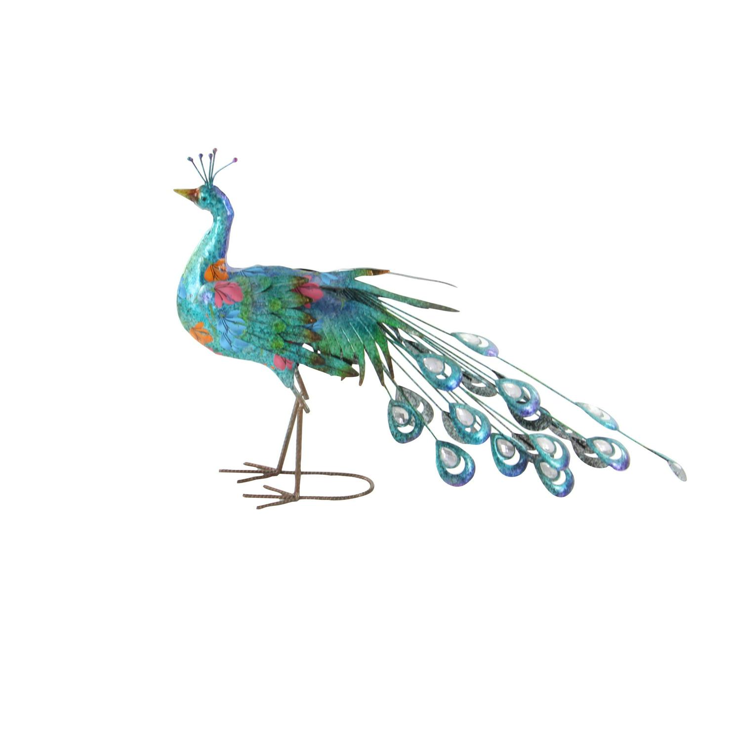 DecMode Outdoor 31 x 20 Teal Metal Eclectic Birds Garden Sculpture， 1  Pieces