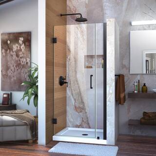 DreamLine Unidoor 33 to 34 in. x 72 in. Frameless Hinged Shower Door in Satin Black SHDR-20337210-09