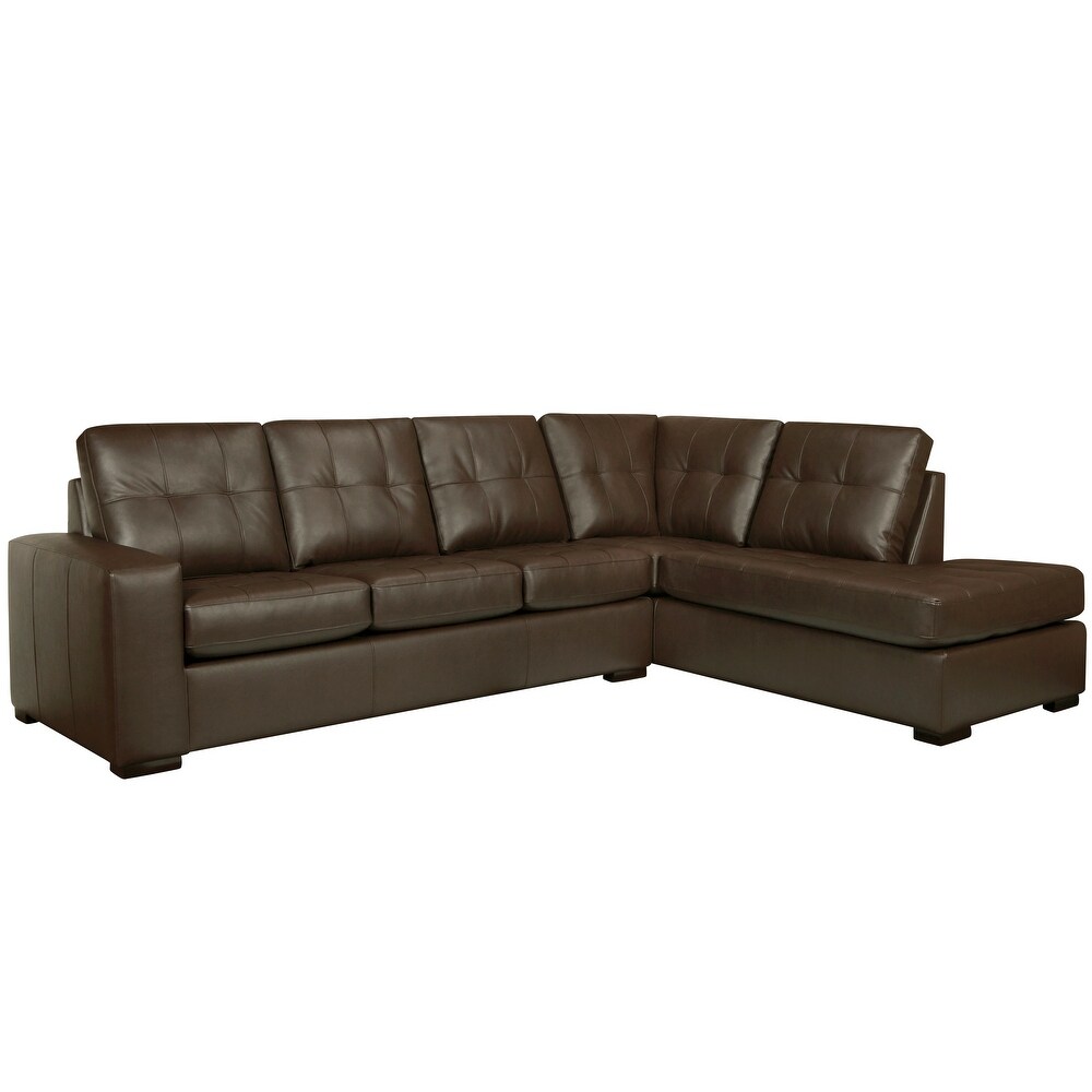 Liam Top Grain Leather Tufted Sectional Chaise Sofa