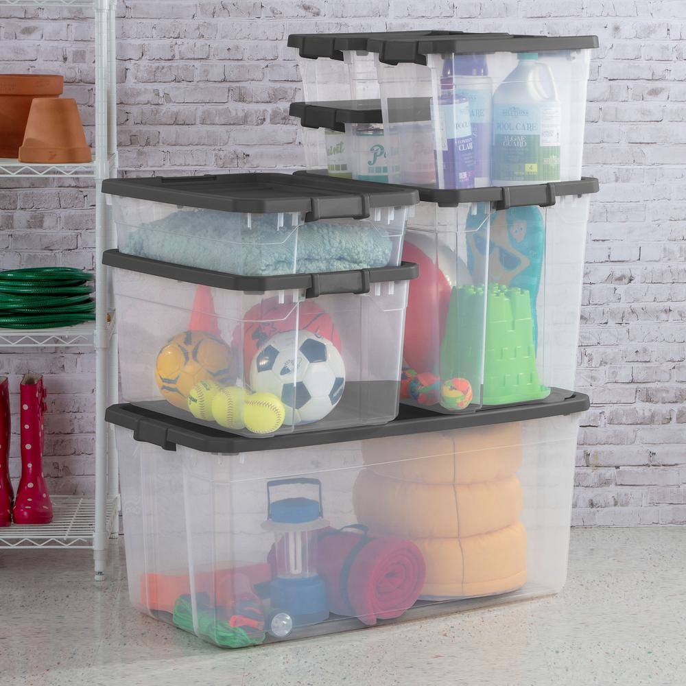 Sterilite 108 qt. Clear Stacker Storage Container Tote with Latching Lid (4-Pack) 4 x 14783V04