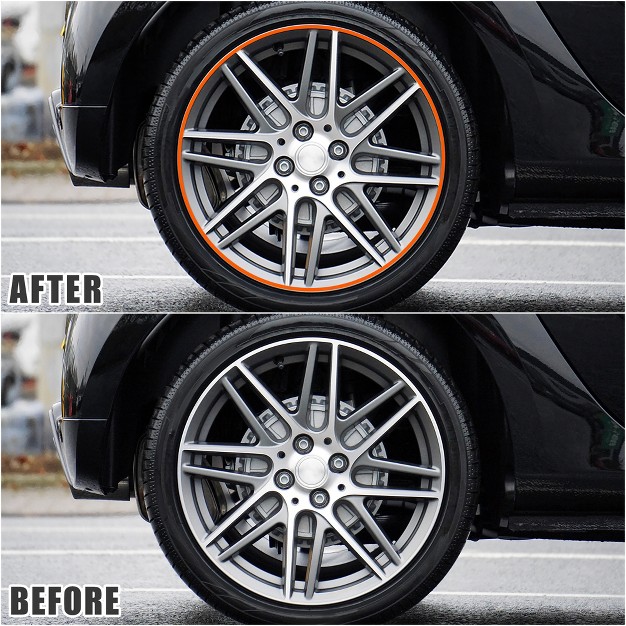 Car Wheel Rim Sticker Decal Decoration Orange 18 Pcs