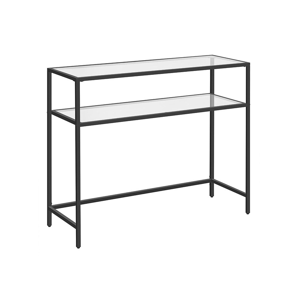 VASAGLE Console Table Modern Sofa or Entryway Table Tempered Glass Table Metal Frame 2 Shelves Adjustable Feetfor Living Room