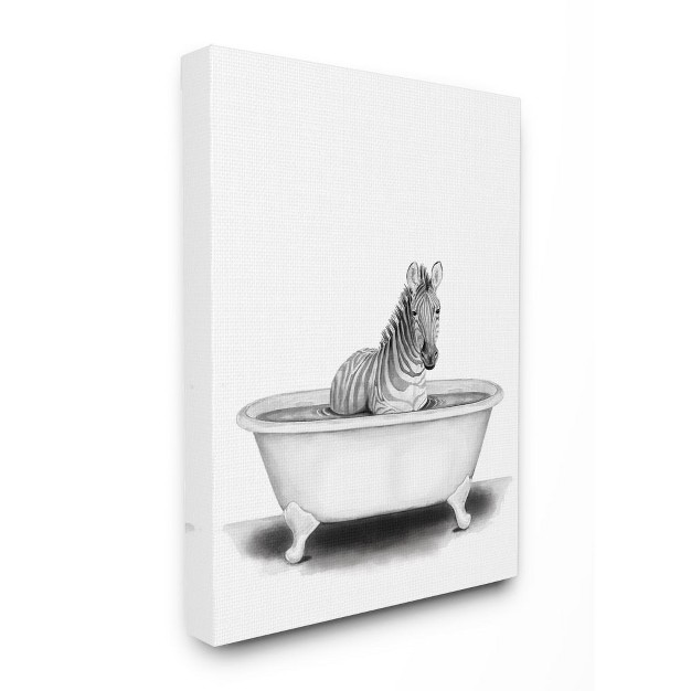 Stupell Industries Zebra In A Tub Funny Animal Bathroom Drawing