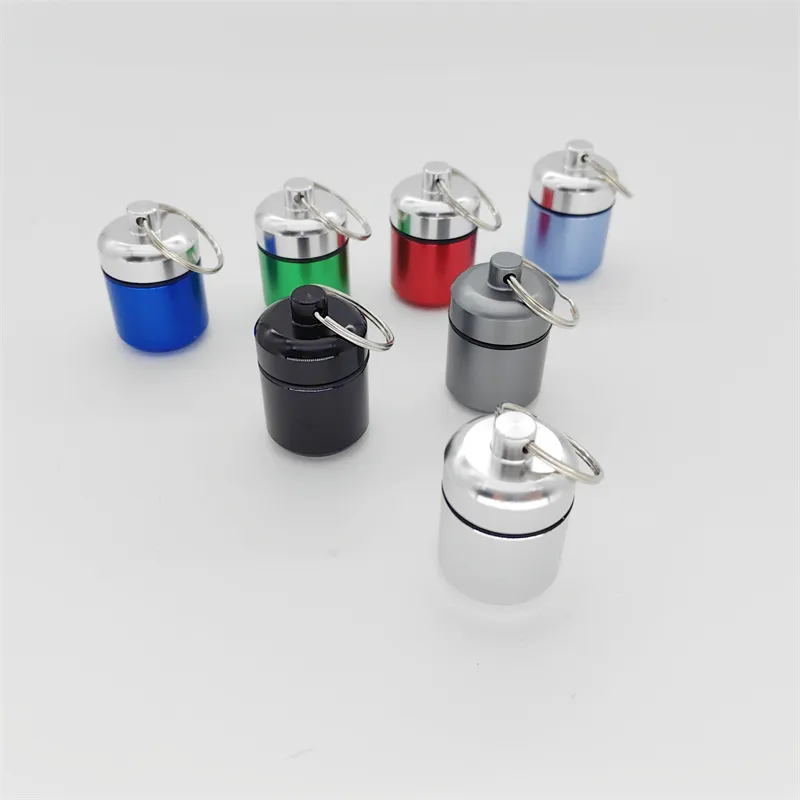 Aluminum oy Mini Medicine Outdoor First Aid Pill Capsule Storage Box Bottle Key Chain