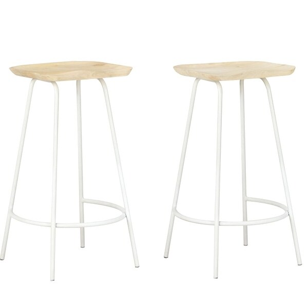 vidaXL Bar Stools 2 pcs Solid Mango Wood - 15